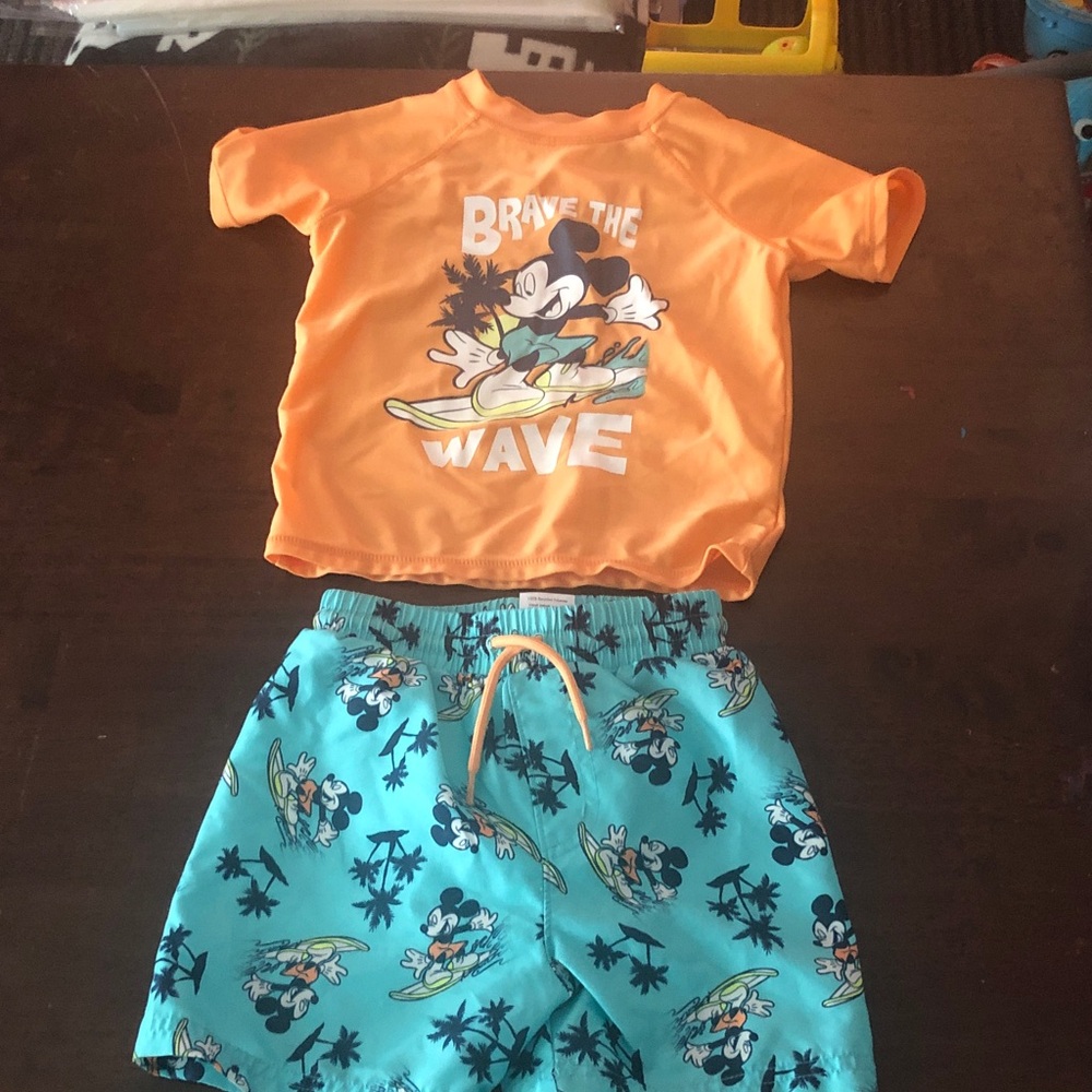 Disney Mickey Rash Guard with Swim Shorts